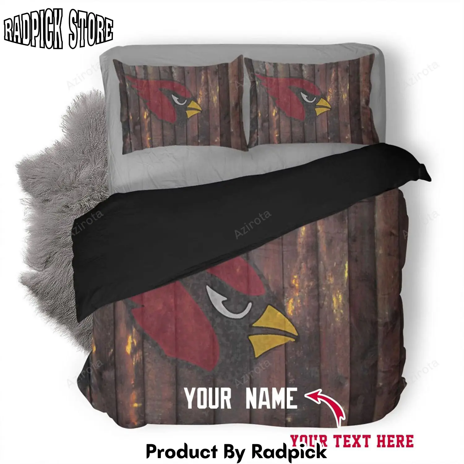 Radpick arizona cardinals 45 football personalized custom bedding sets king queen twin bedding set rp3278696
